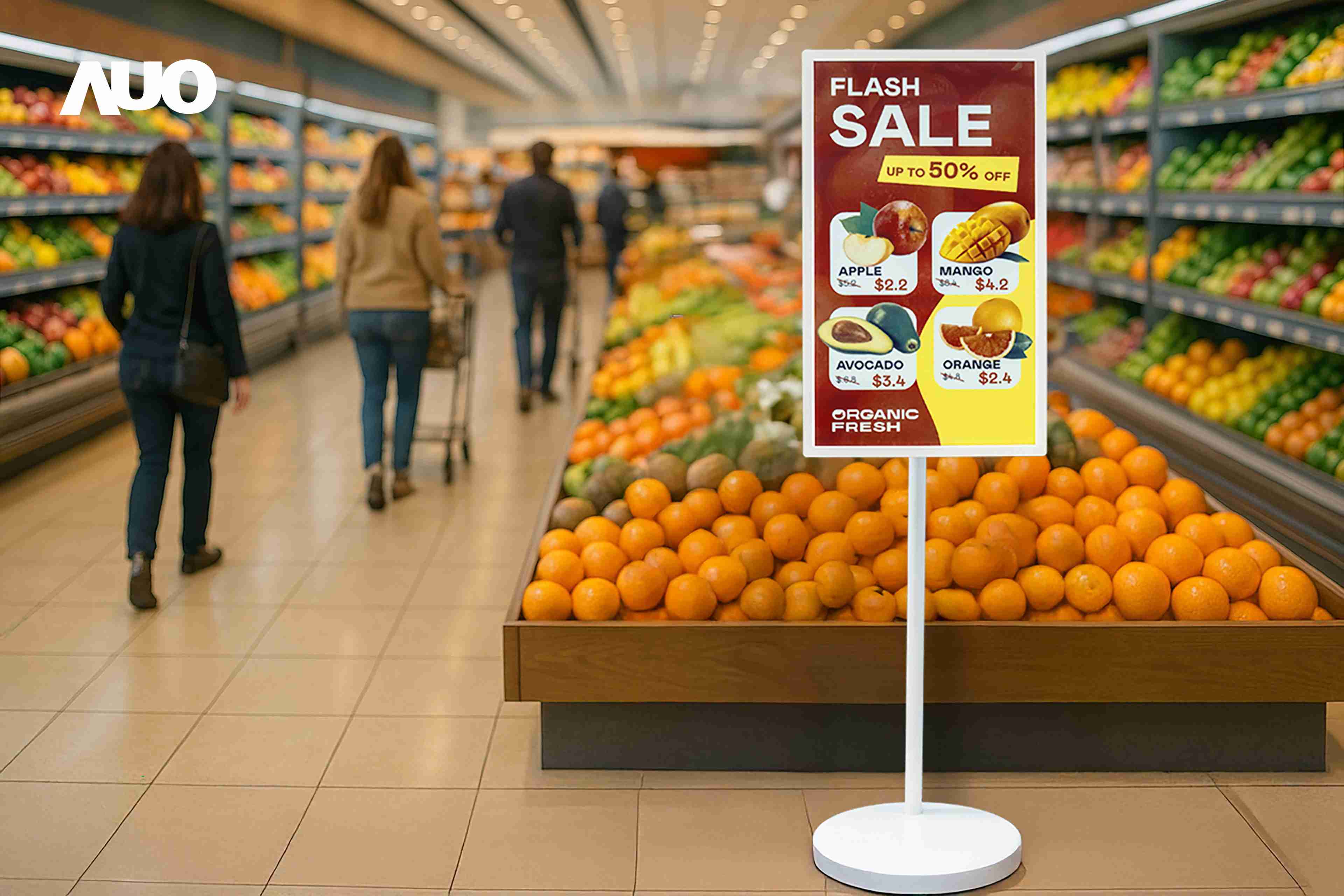 达擎首亮相低功耗、、、、全彩的〝aecoPost电子纸解决方案〞，，仅在更新画面时需要微量的电力驱动，，，，无需布建电线的便捷设计，，，使其可灵活应用、、、、随意置放，，，并可透过云端或行动装置app，，，轻松管理及排程广告内容，，晋升店头营销利器。。。